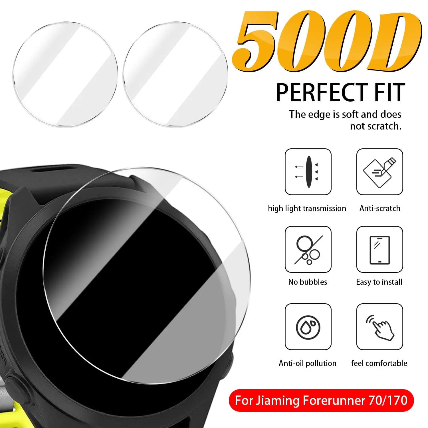 9H Premium Tempered Glass for Garmin Forerunner 70/170 Full Cover Clear Screen Protector Films Smart Watch Accessories