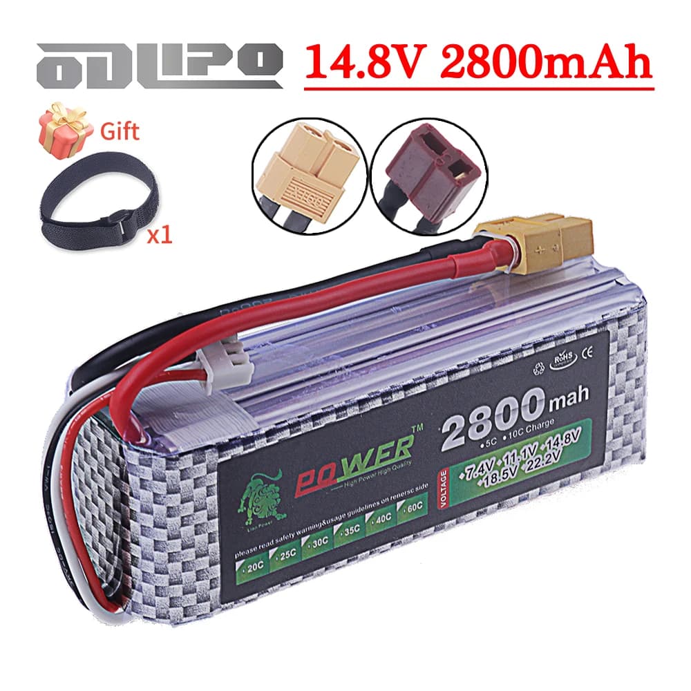 Batteria Lipo 14.8V 4S 2800mAh 60C per elicottero RC FPV Quadcopter Racing Drone Cars Boats Parts T/XT60 Plug 4S batteria