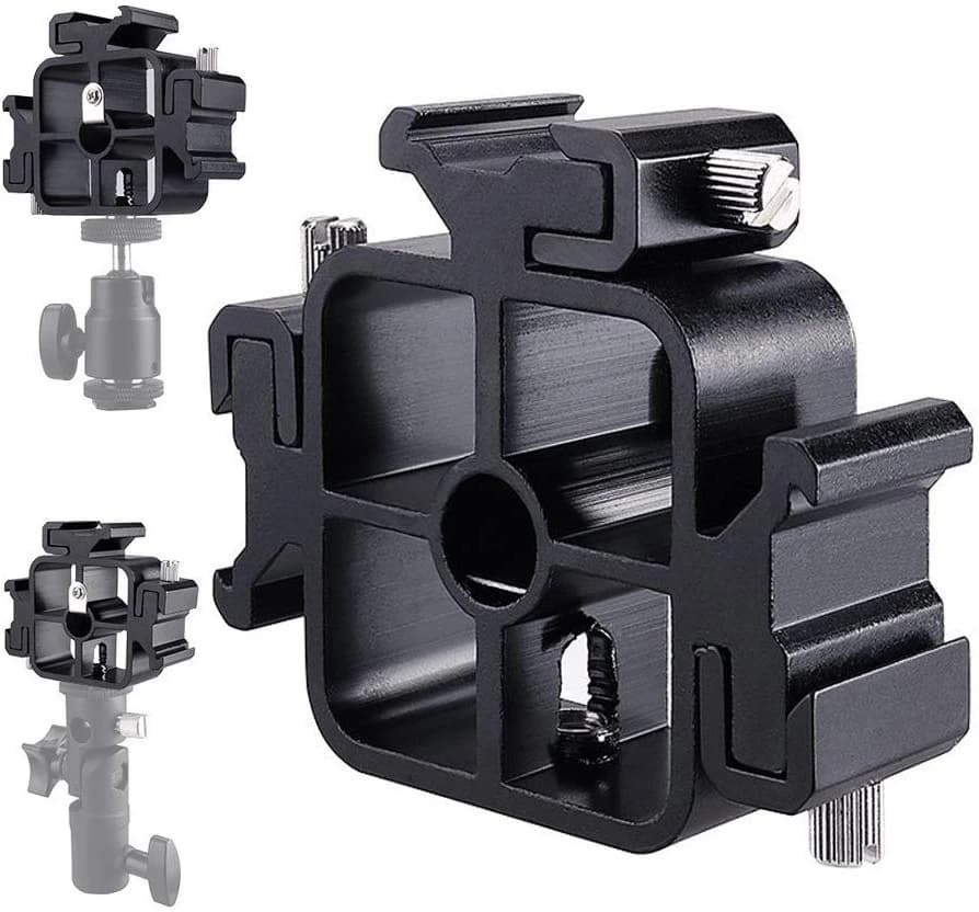 3 Triple Cold Shoe Mount Flash Bracket With Ballhead Adapter Phone Holder Photography Umbrella Holder For LED Monitors phone
