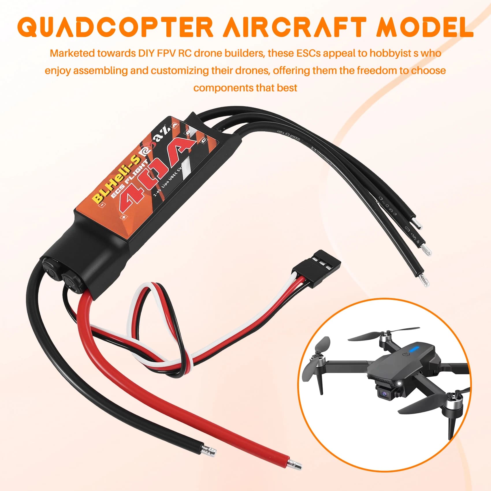 AS96-Blheli RC Brushless ESC 40A Fixed Wing Multi-Axis FPV For Quadcopter Aircraft Model Electric Speed Controller Drone