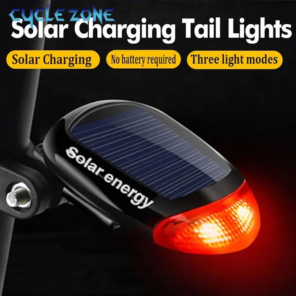 LED Solar Energy Bicycle Tail Light Cycling Safety Rear Lamp Night Riding Warning Taillights Bike Rear Lamp Cycling Accessories