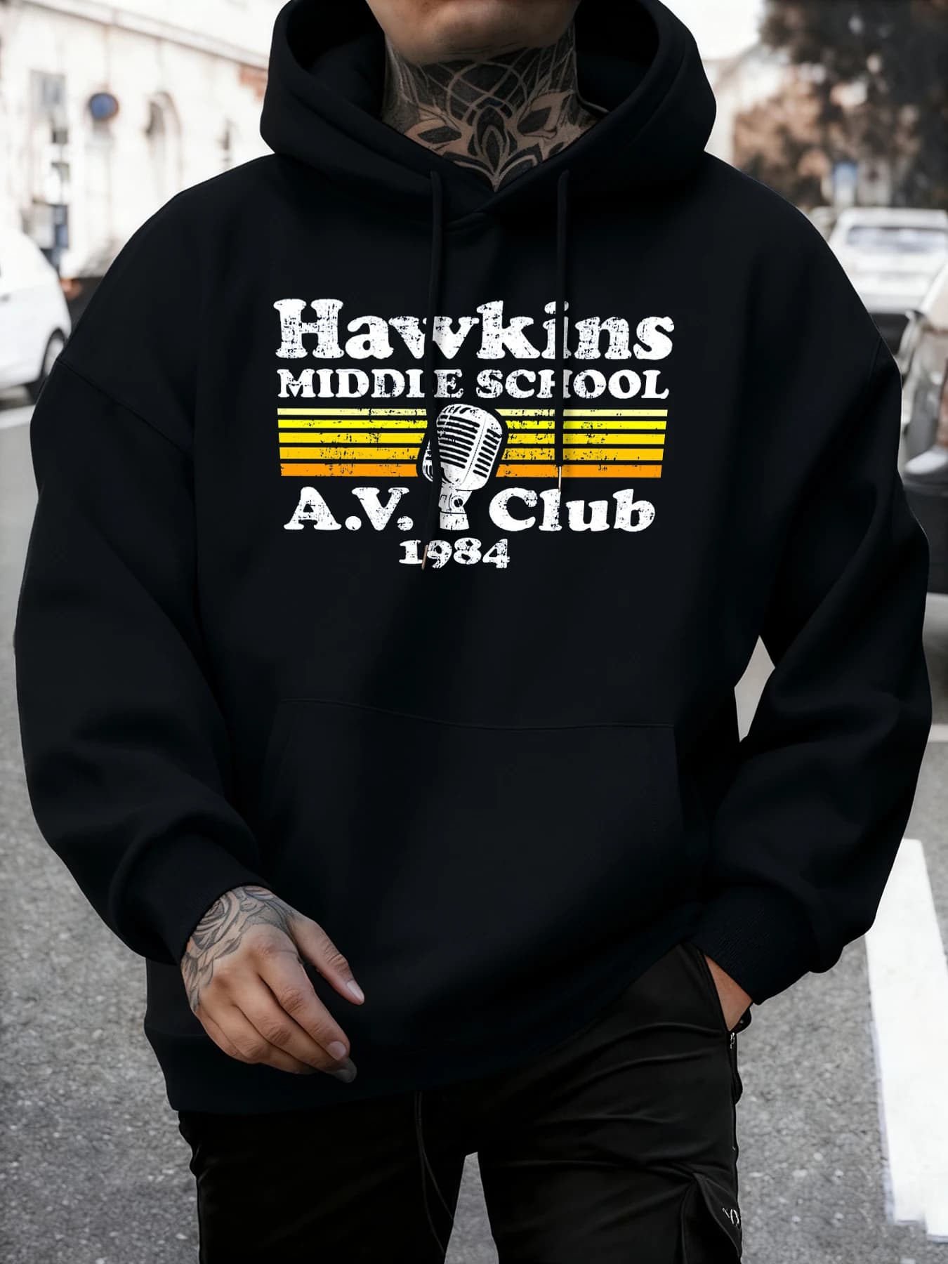 Hawkins Medioevo AC Felpa con cappuccio moda autunnale da uomo con stampa club Felpe basic larghe Pullover in pile da strada Abbigliamento sportivo