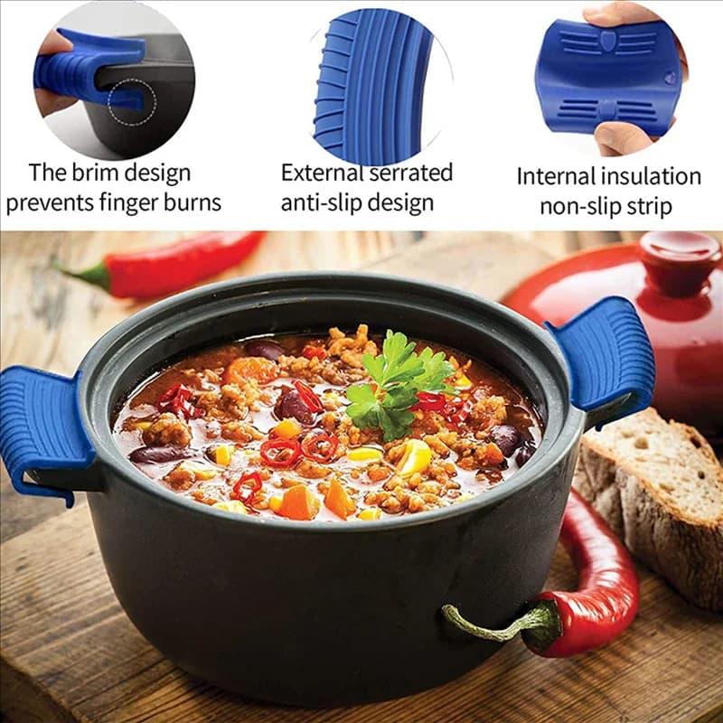 B97A-Support with hot silicone handle for cast iron, anti-slip rubber shell set with 12-piece pan handle