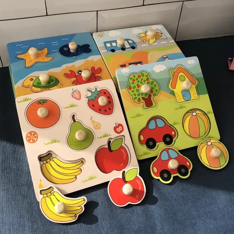 1 pz Per Bambini Mano Scratch Board 3D Puzzle Giocattoli di Legno per I Bambini Del Bambino Montessori Prima Educazione Frutta Puzzle Cognitivo Giocattolo