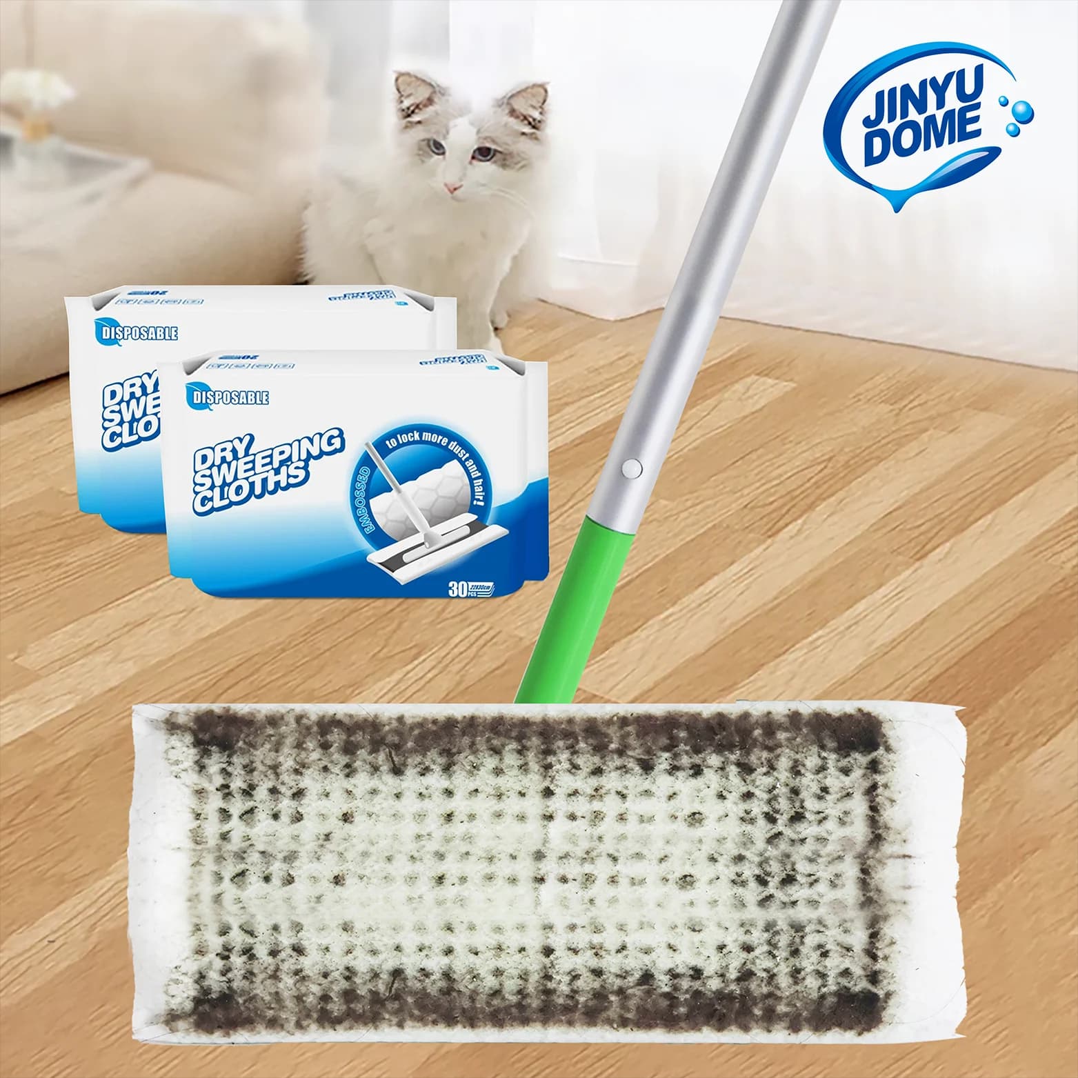 JINYUDOME Electrostatic Disposable Panels for Mop Anti-dust 8.8x12 inch, Cleaning Panels Swiffer High Efficiency for Use Humid/Dry