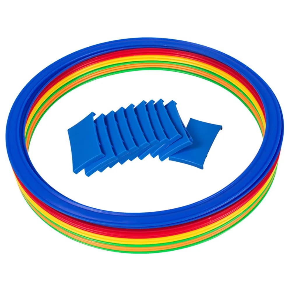 Set di 10 Anelli Colorati da 28cm per Giochi all'Aperto, Costruzioni, Feste di Compleanno, con Fibbie per Divertimento in Famiglia