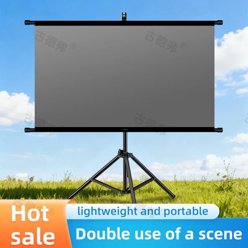 XMJM Anti Light Projector Screen With Stand Foldable White Bag 60-120 inch 16:9 Screen With Bag for Home Theater Indoor Outdoor