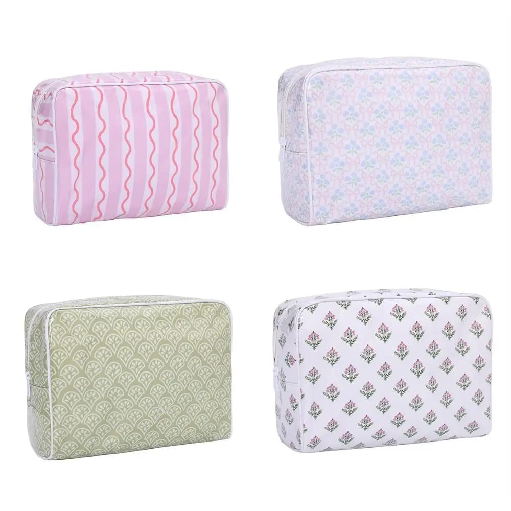 Polyester PVC Cosmetic Bag Waterproof Double-layer Makeup Organizer Large Capacity Color-printed Toiletry Bag Outdoor Travel