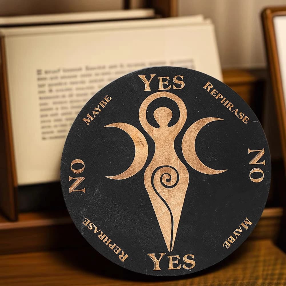 Tavola a pendolo in legno tripla luna dea stregoneria piastra di divinazione bacheca metafisica meditazione altare rituale Decor