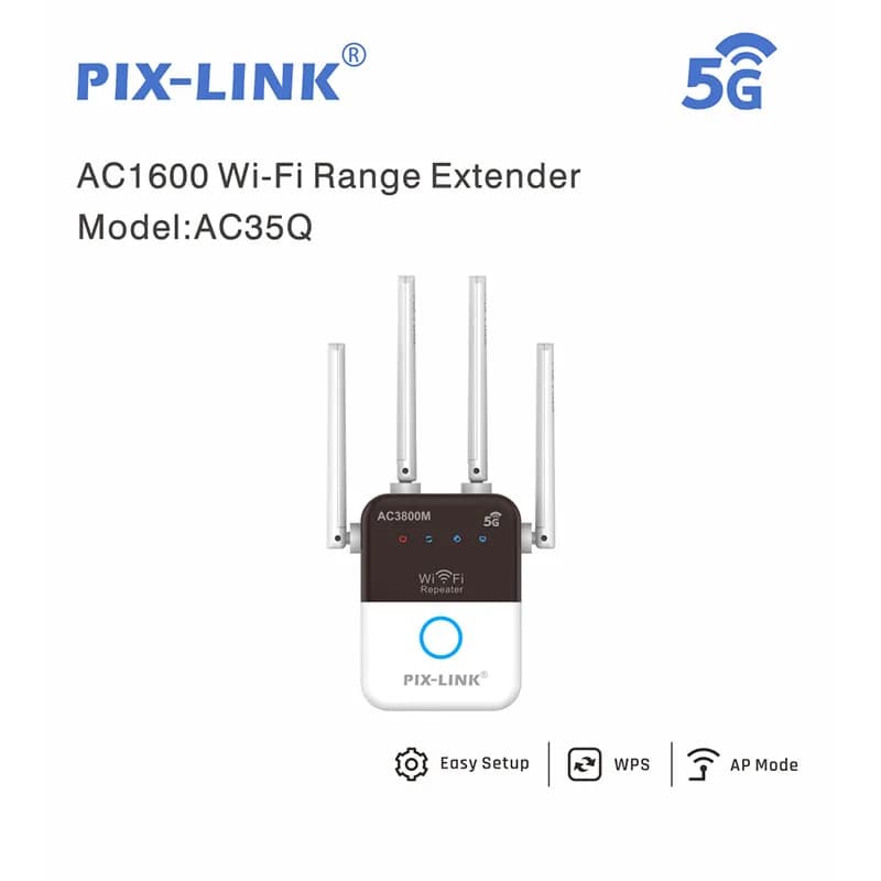 PIX-LINK AC35Q AC3800 Ripetitore WiFi Dual Band 3800Mbps 2.4G & 5GHz 4 Antenne 4 FEM Router/AP/WISP Extender Amplificatore di Segnale Domestico