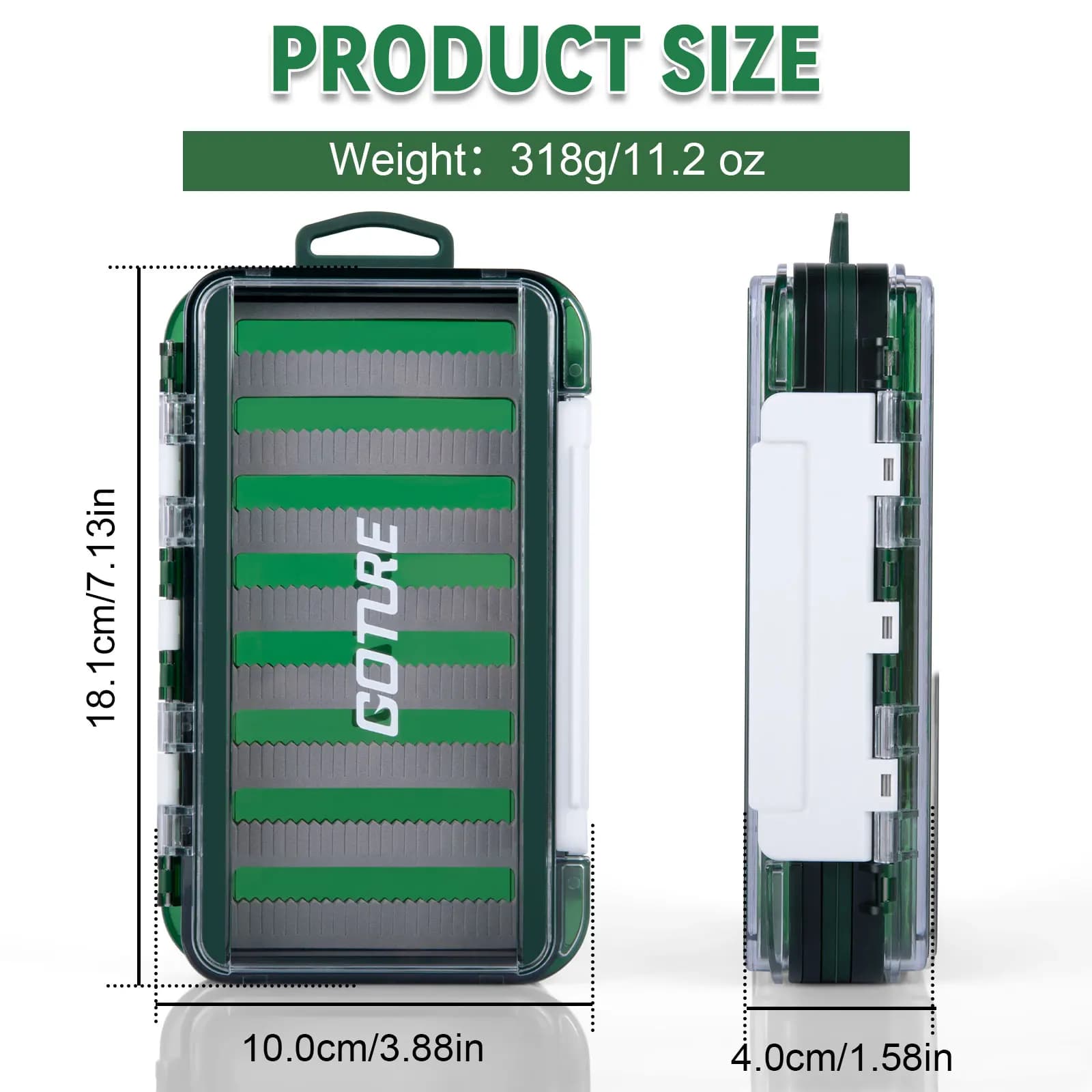 Goture Large Capacity Waterproof Fly Fishing Box Double Clear Hold 384 Flies Lightweight Portable Angling Tackle Storage Box