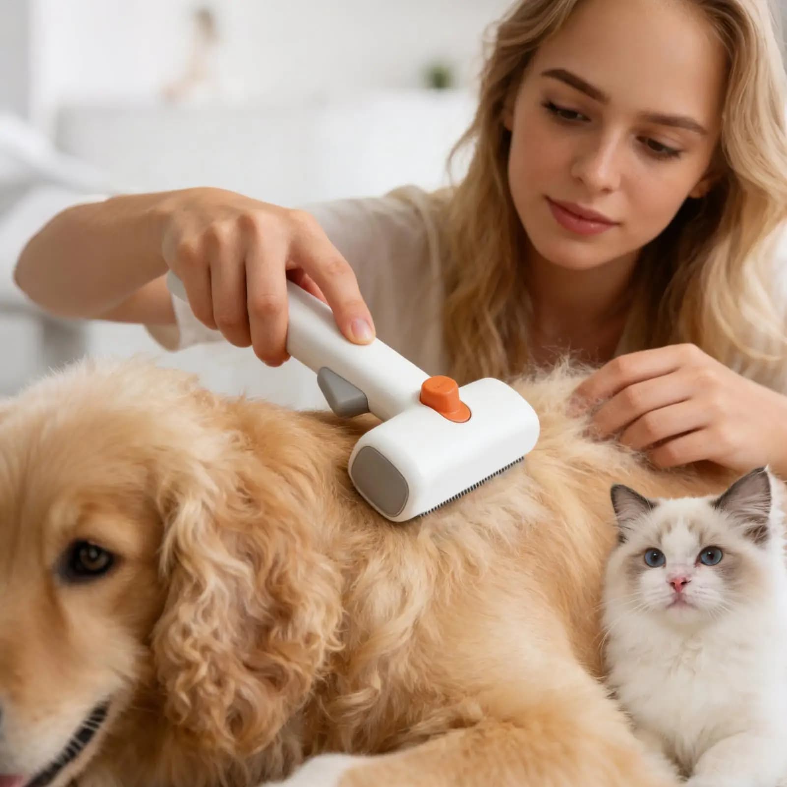 Spazzola Professionale per la Rimozione dei Peli di Animali Domestici, Pettine Districante per Cani, Gatti, Cuccioli, Cavalli, Ideale per il Bagno e il Lavaggio