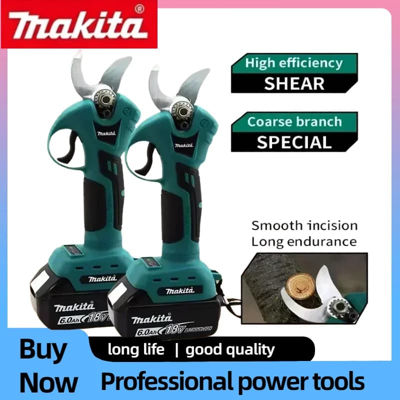 Makita Cordless Professional Pruning Tool Electric Branch Cutter Garden Shears with Wireless Drill for Landscape Branch Trimming