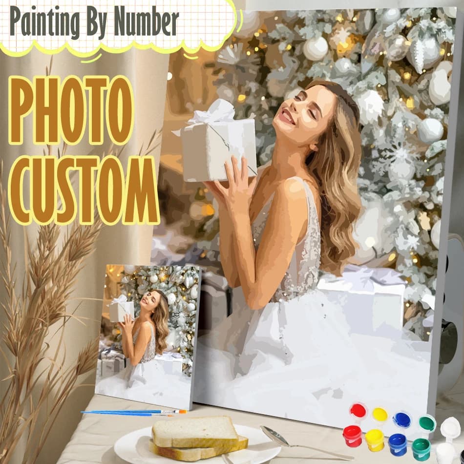 24/36 Colors Photo Custom DIY Paint By Number Digital Oil Painting by Numbers Handmade Drawing On Canvas Home Decor