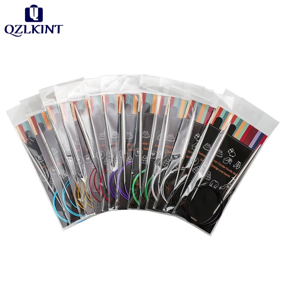 14 dimensioni 2.25-10.0mm ferri da maglia circolari in acciaio inossidabile ferri da uncinetto per lavorare a maglia strumenti di tessitura fai da te 40/80/100/120 cm