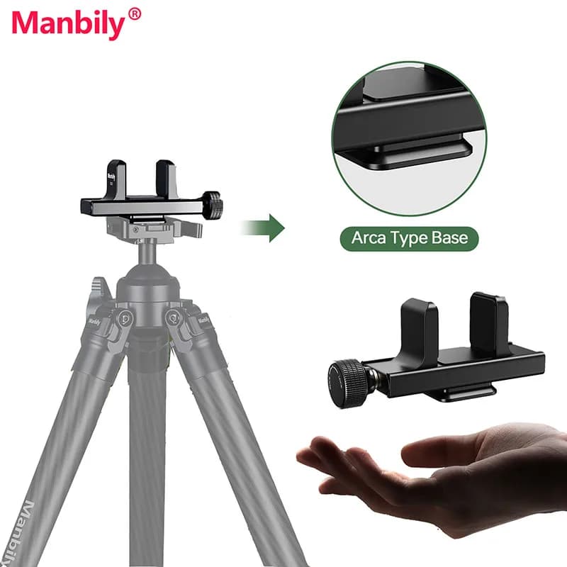 Manbily U-9 25mm Aluminum Alloy Portable Saddle Mount Clamp with Arca Swiss QR Plate Adapter for Tripods Outdoor