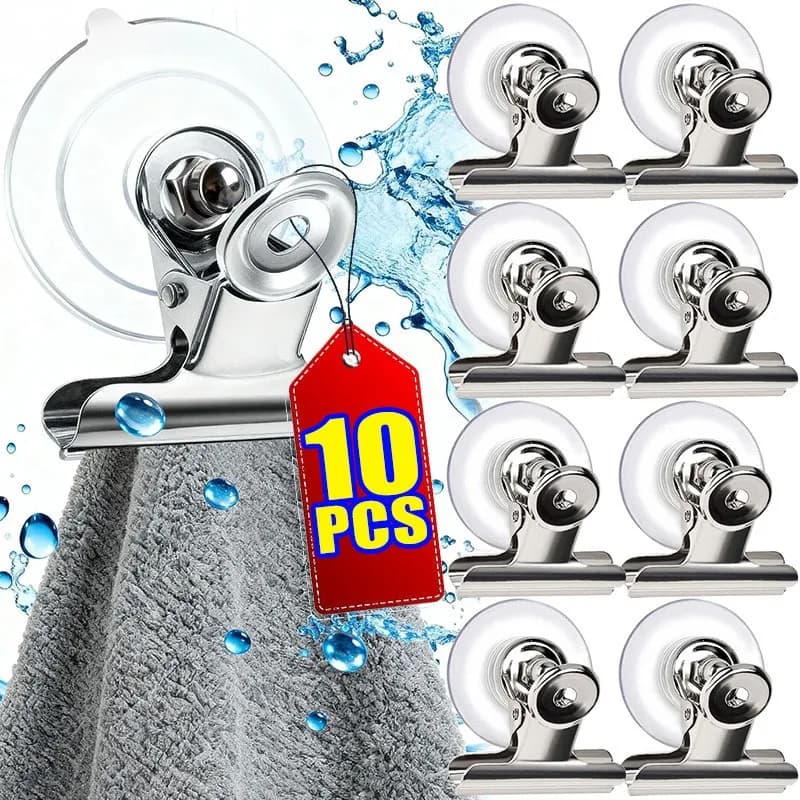 10/1 Pezzi Gancio a Ventosa Multifunzione Trasparente Invisibile, Porta Documenti a Montaggio Rapido Senza Attrezzi, Rimovibile per Bagno, Cucina, Camper