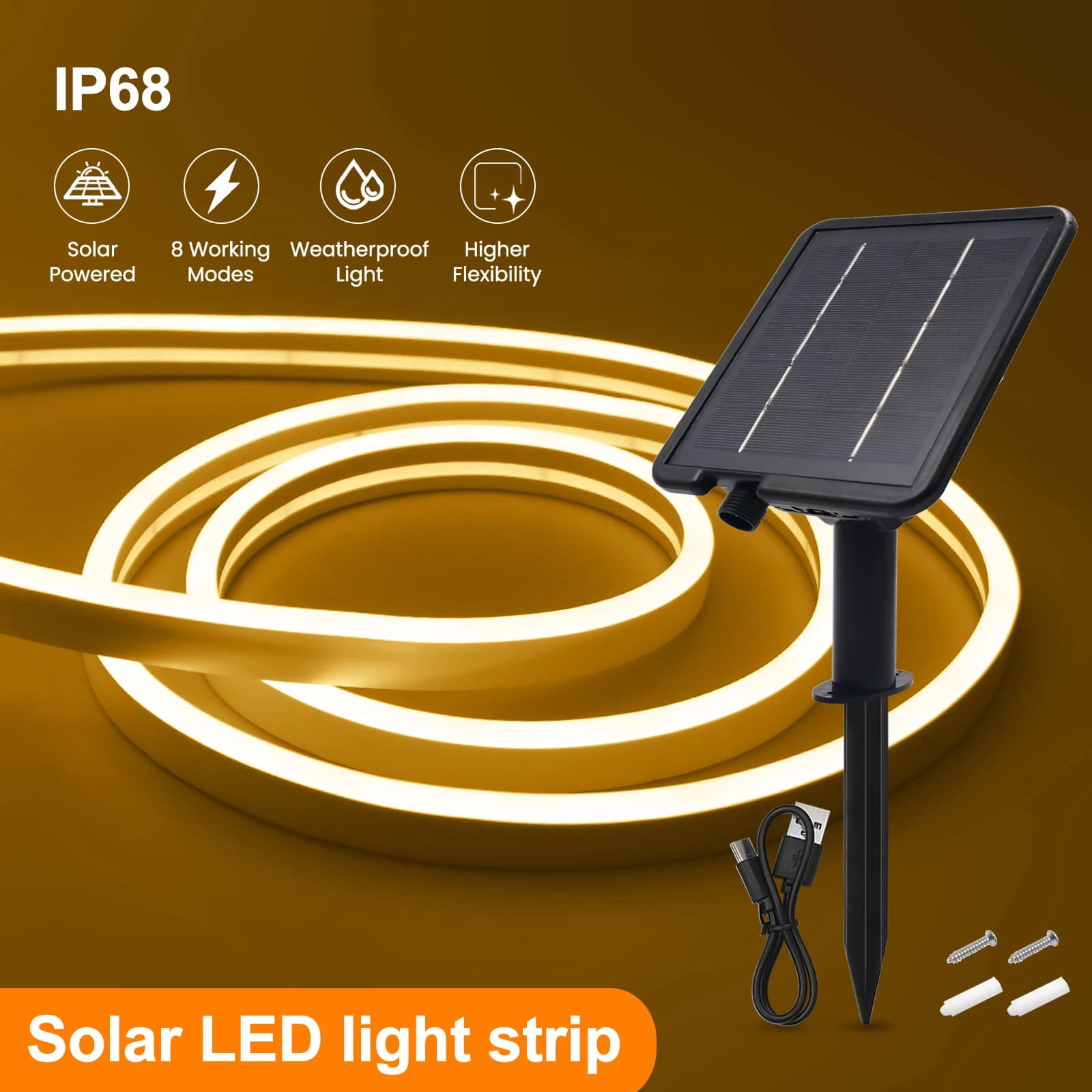 Striscia LED al neon solare IP68 Impermeabile DC 24V 2835 120LED/m Nastro flessibile Bianco/Bianco caldo Striscia LED al neon per il giardino domestico