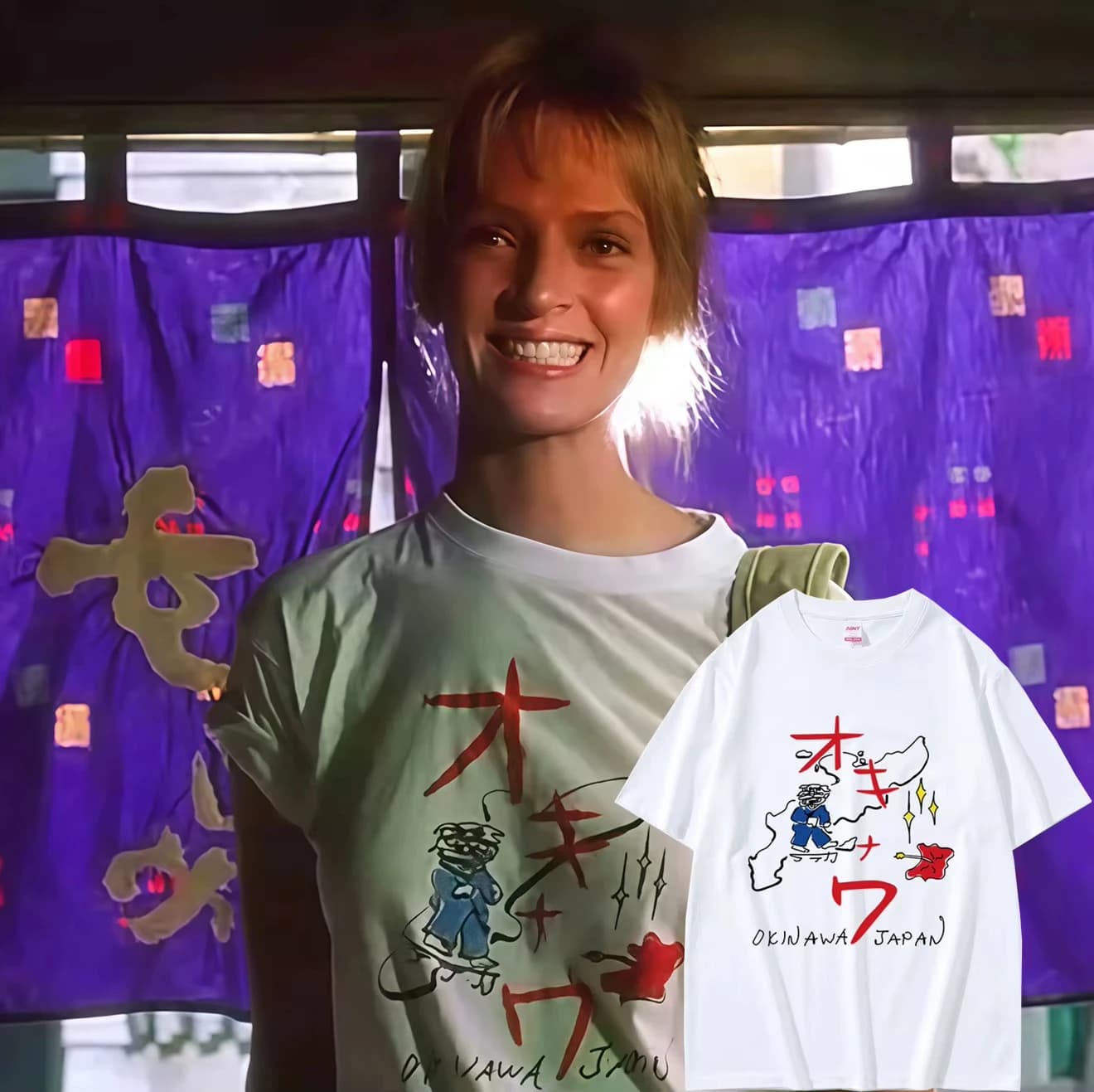 T-shirt Stile Vintage Ispirato al Film Kill Bill di Quentin Tarantino, Okinawa Giappone, per Uomo e Donna, in Cotone Casual