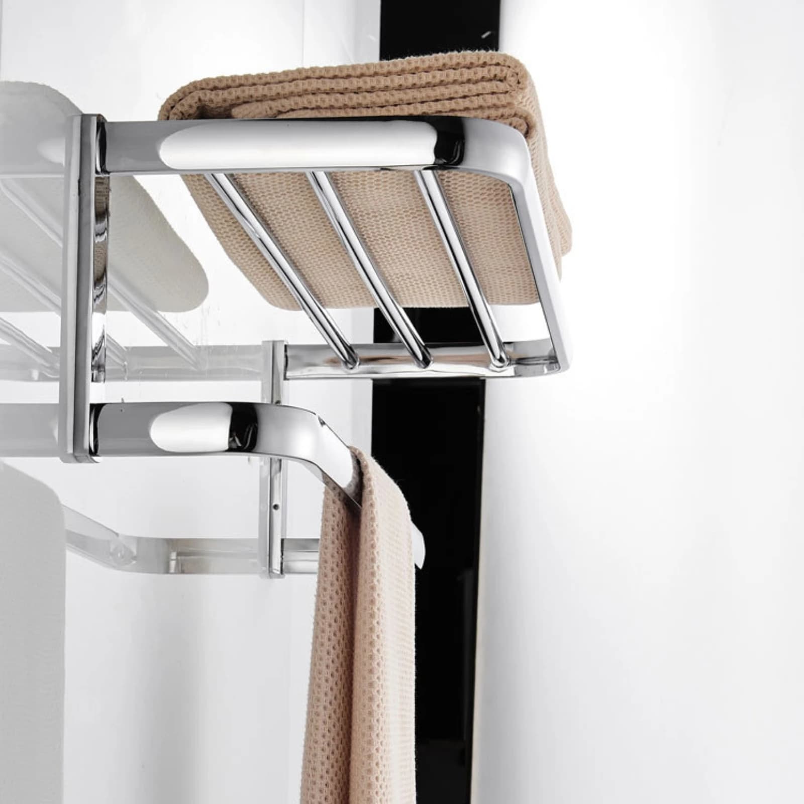 Bathroom Towel Rack with Shelf Chrome-Plated Towel Bar with Shelf Hardware Double-Tier Stainless Steel for Guest Bath