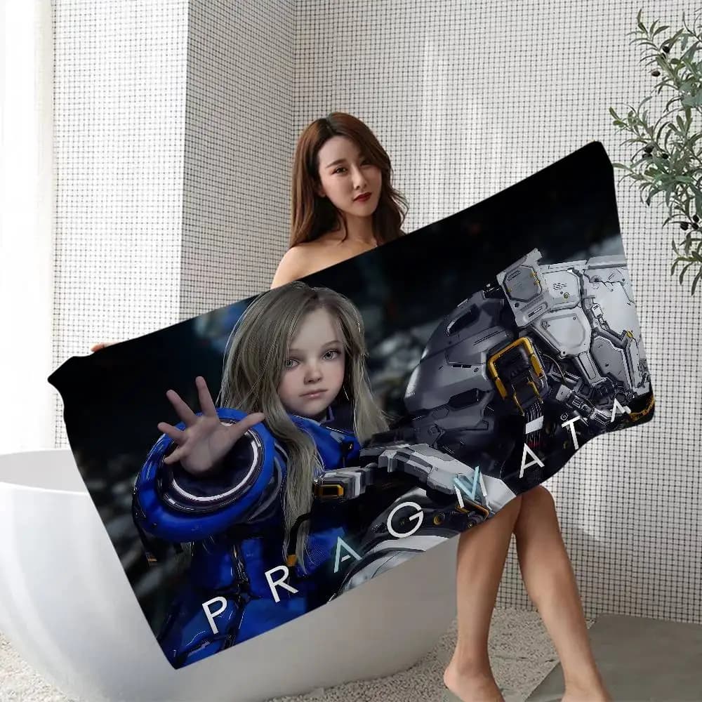 Game Diana P-Pragmata Cute Girl Anime Beach Swimming Towel Asciugamano morbido e assorbente, regali per bambini, per viaggiare