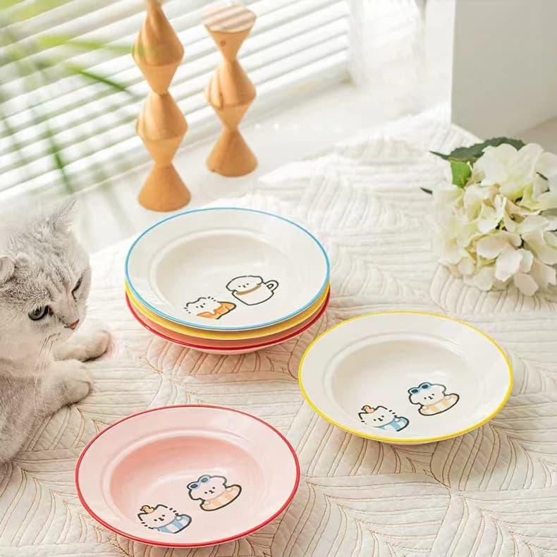 Piatto in scatola di grande diametro per gatti in ceramica, bacino per cibo per gatti, bacino per riso, ciotola per acqua per gatti, ciotola per cibo per gatti, forniture per animali domestici