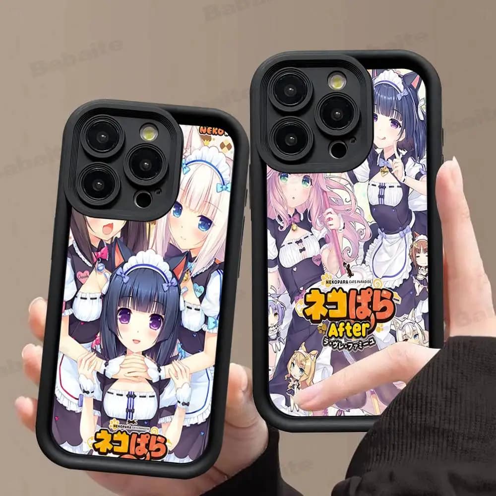 Cover Morbida Anti-Caduta Popolare N-Nekopara Anime per iPhone 17 16 15 14 13 12 11 Pro Max