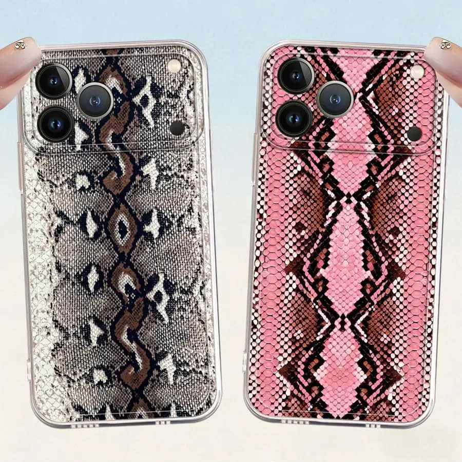 Custodia Morbida con Motivo Pelle di Serpente per iPhone 17 Pro Max 16 15 Air XR 11 XS Max 17e 12 Mini 14 Plus 13 Pro