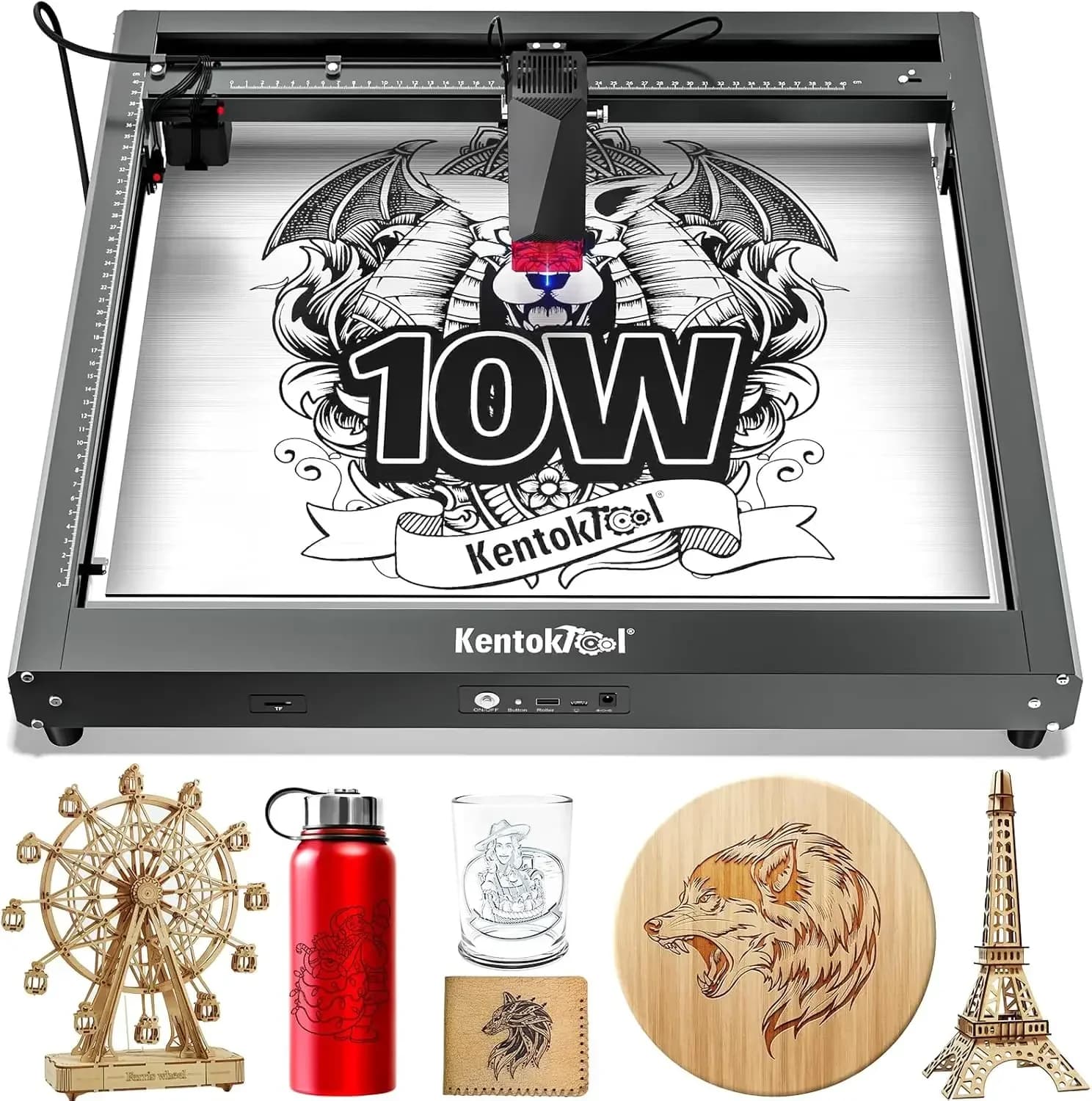 Laser Cutting and Engraving Machine, JL7 10W Laser Engraver, APP Supported, 0.01mm High Accuracy High Speed 400 * 400mm Size for