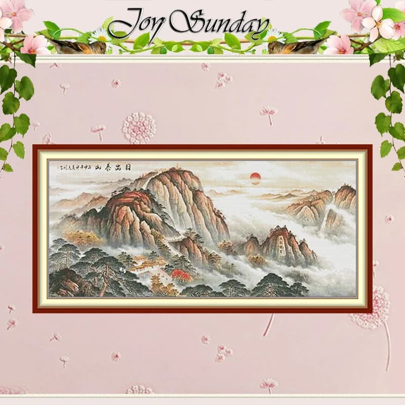 Sunrise at Mount Tai Patterns Counted Cross Stitch Set DIY 11CT 14CT 16CT HD Stamped DMC Cross-stitch Kit Embroidery Needlework