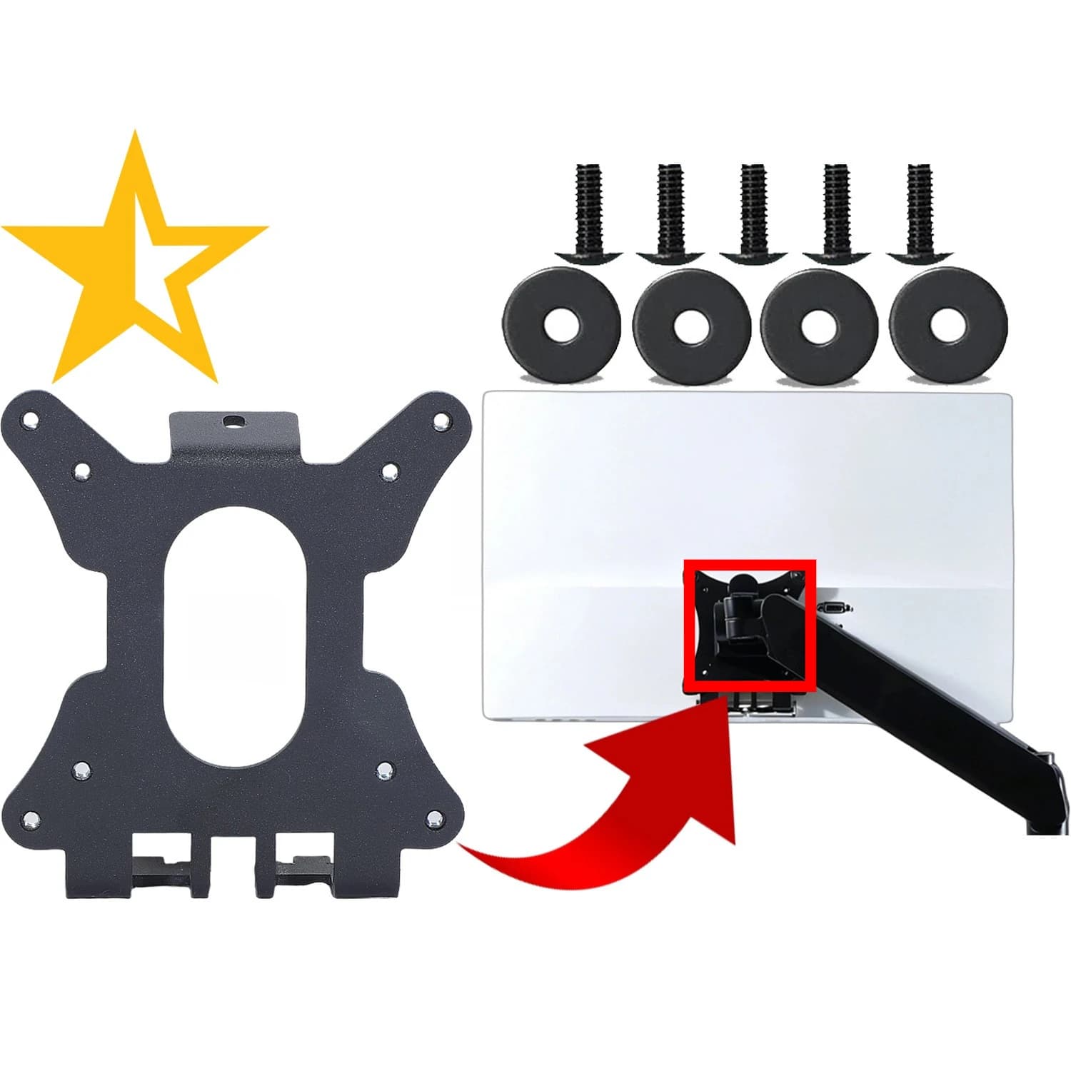 VESA Wall Mount Adapter for HP 22cw 22xw 22cwa 23cw 24xw 25cw 25xw 27cw 27xw Monitor Bracket Mounts to 75x75 100x100 Stand / Arm