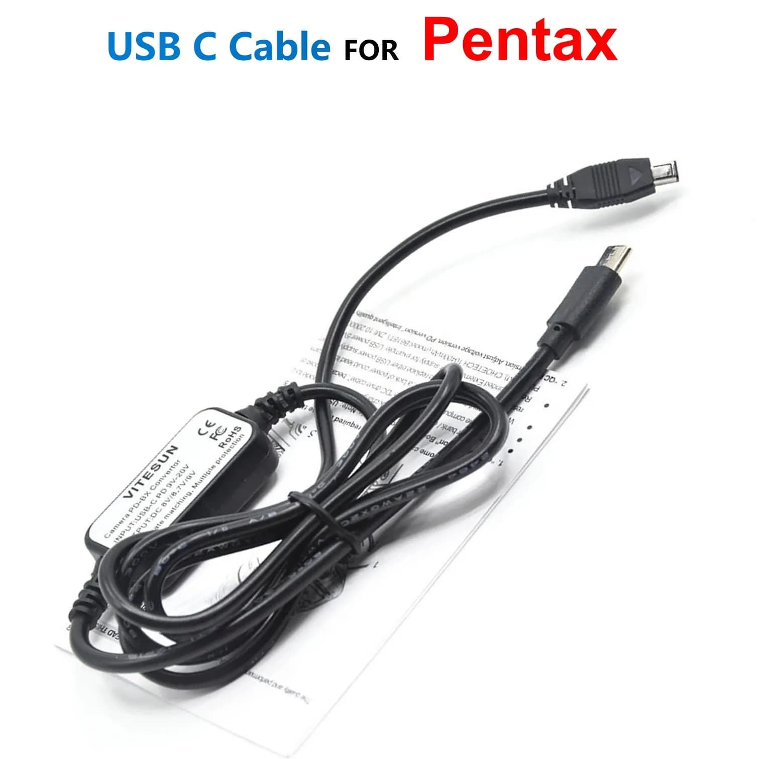 K-AC50 D-AC50 K-AC132 KAC50 adattatore di alimentazione Mobile PD cavo USB C per Pentax K-1 K-3 K-3II K5 K7 K10D K20D K645D K645Z K-01 fotocamera