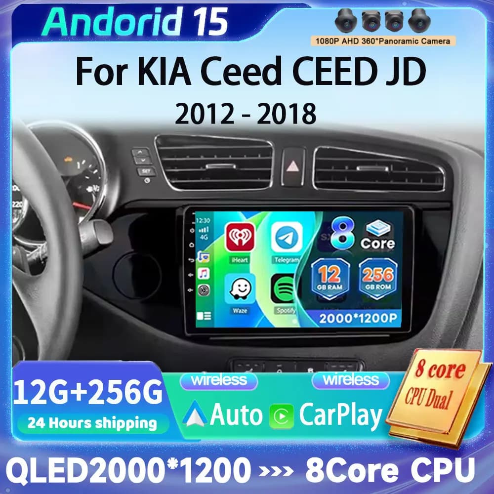 Autoradio Android 16 con Carplay per Kia CEED Ceed 2 JD 2012 - 2018, Lettore Multimediale Video, Navigazione GPS, Senza 2Din 2 Din DVD