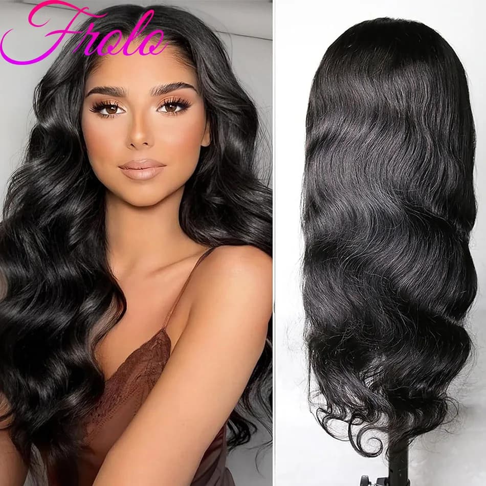 Human Hair Wigs with Body Wave V Part 220% Density for Women Full Head Clips in Half Wig No Body Wave Wig Without Letting Out For Black Women