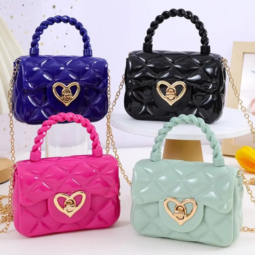PU Leather Shoulder Bags for Kids Heart Shoulder Bags for Girls Mini Baby Bags Jelly Bags Baby Bags