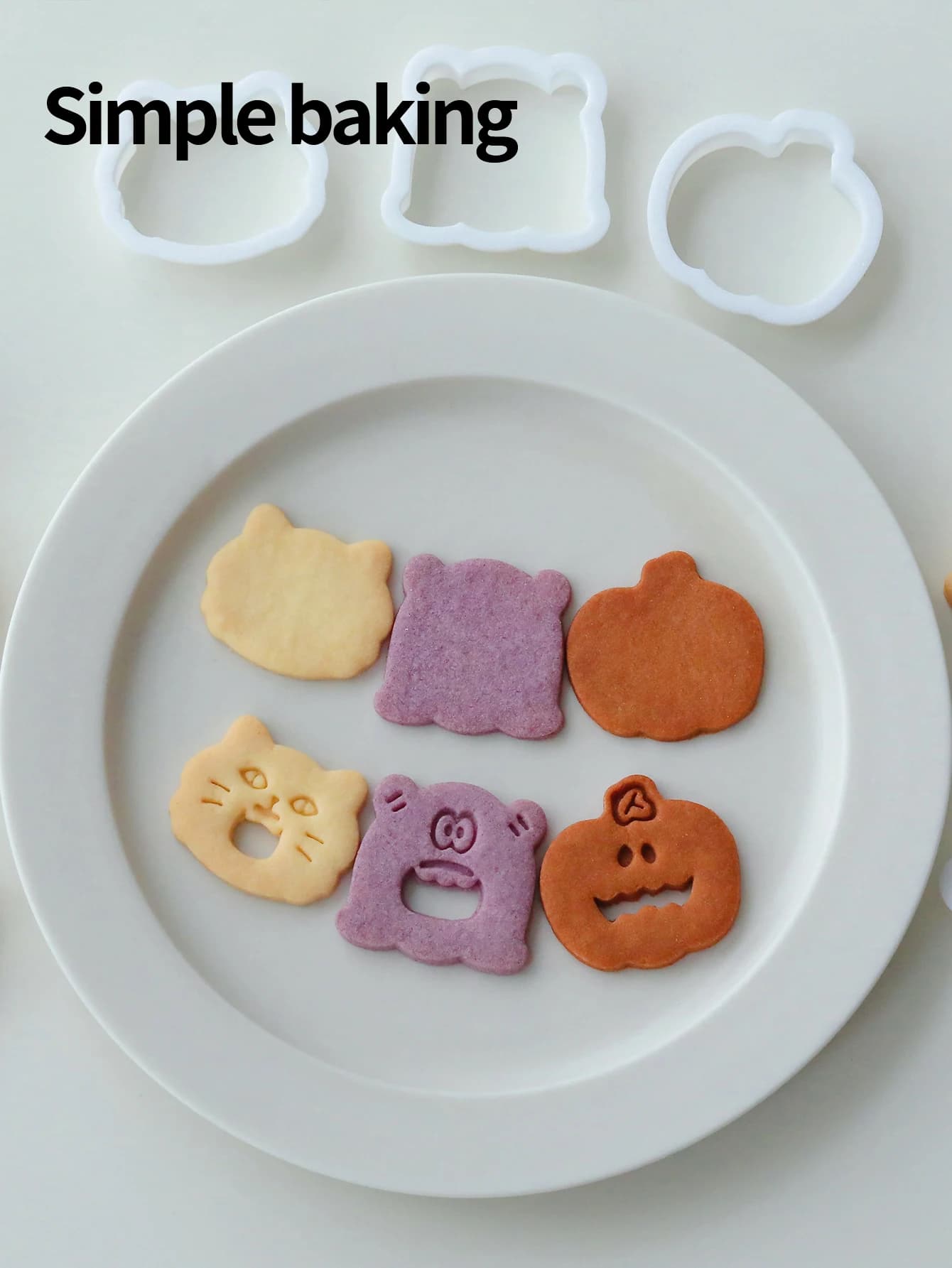 3Pcs Halloween Cookie Cutter Set Cute Cartoon Layered Cookie Stamps Pumpkin Cat Monster Themed Baking Molds for Gift Snacks
