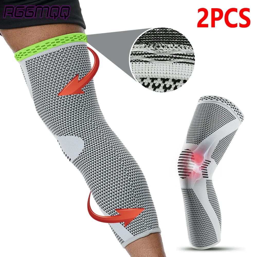2 Pezzi Manicotti a Compressione Lunghi - Supporto per Ginocchio per Sollievo dal Dolore da Artrite, Lesioni al Menisco - per Corsa, Sport, Uomini e Donne