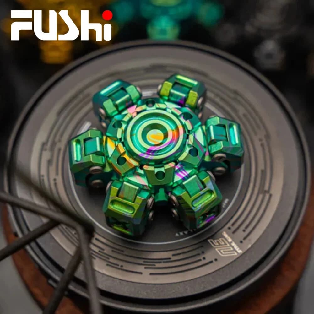 FUSHI EDC Mechanical City X Titanium Crystallized Fidget Spinner Open Nail Gyro Fidget Toys per Adulti Giocattolo Antistress
