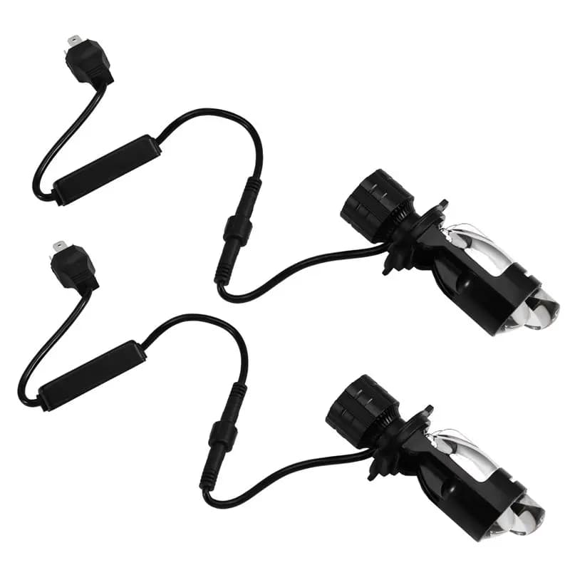 AB16-Faro Auto con Lente H4, Lampadine LED A82 HIB2, Proiettore Doppio Mini per Auto e Moto