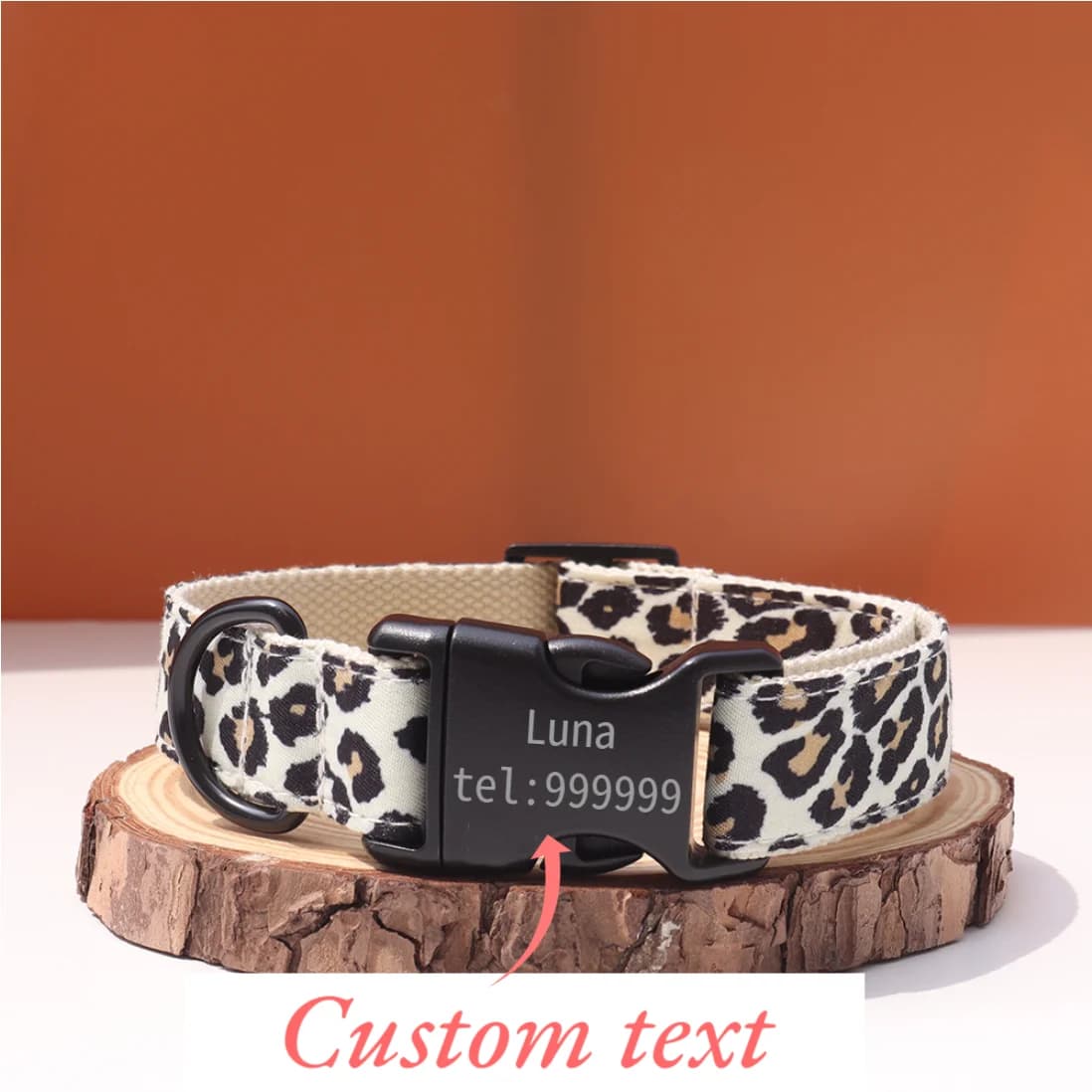 1 collare personalizzabile per animali domestici con stampa leopardata e nome, regalo per animali domestici