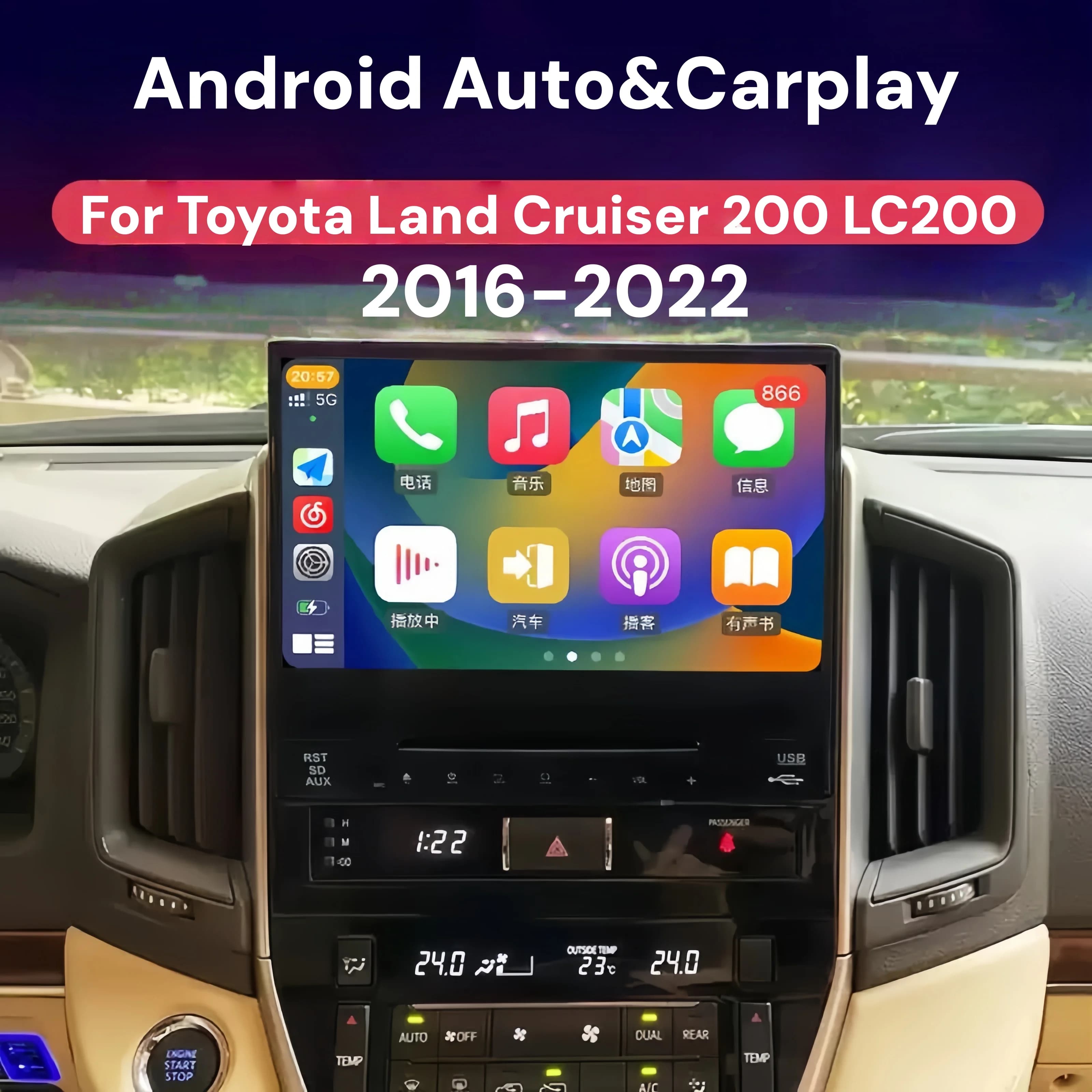 10.1 Inch Android 13 Car Radio CarPlay For Cruiser LC200 Touch Screen Multimedia Player GPS Navigation Head Unit Car Accessories