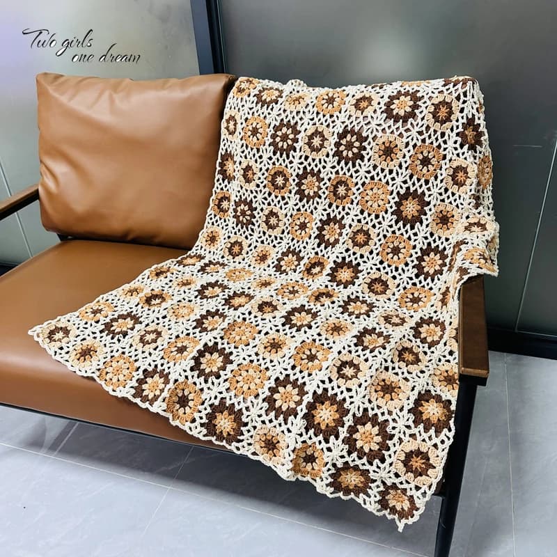 Coperta marrone all'uncinetto fatta a mano originale fai da te coperta all'uncinetto con gancio a mano cuscino feltro bovindo Banket camera da letto tappeto 40-220CM