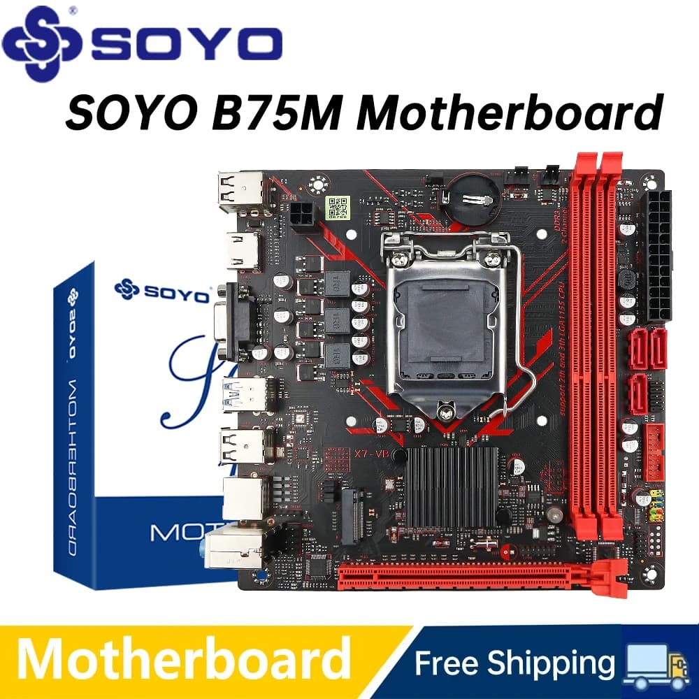 SOYO B75M M.2 NVME PCIEx8 DVI Supports dual channel Intel Core 2/3 Gen CPU LGA1155 for gaming computer