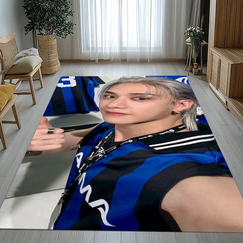 Bang Chan Kpop Stray Kids Living Room Non-Slip Area Rug Soft Carpet for Bedroom Kids Playroom Sofa,Home Decor Doormat Gift