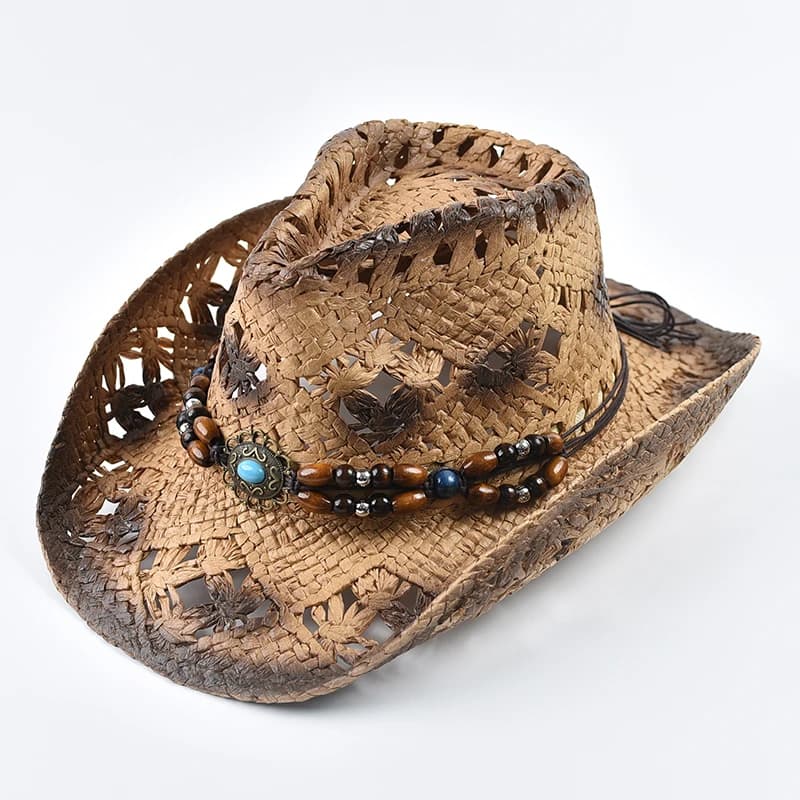 Cappello di paglia da cowboy fatto a mano morbido Panama Estate Uomo Donna Cappelli da spiaggia scavati Cappello da protezione solare da viaggio all'aperto