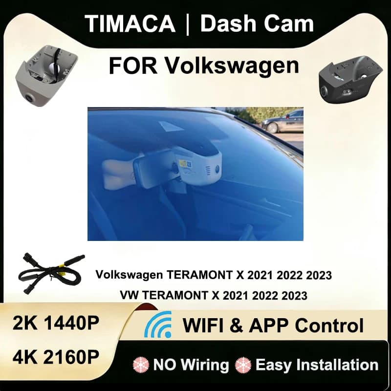 Volkswagen VW TERAMONT X 2021 2022 2023 dashboard camera, front and rear DVR 2K 4K 2160P Wifi Plug and Play, video recorder