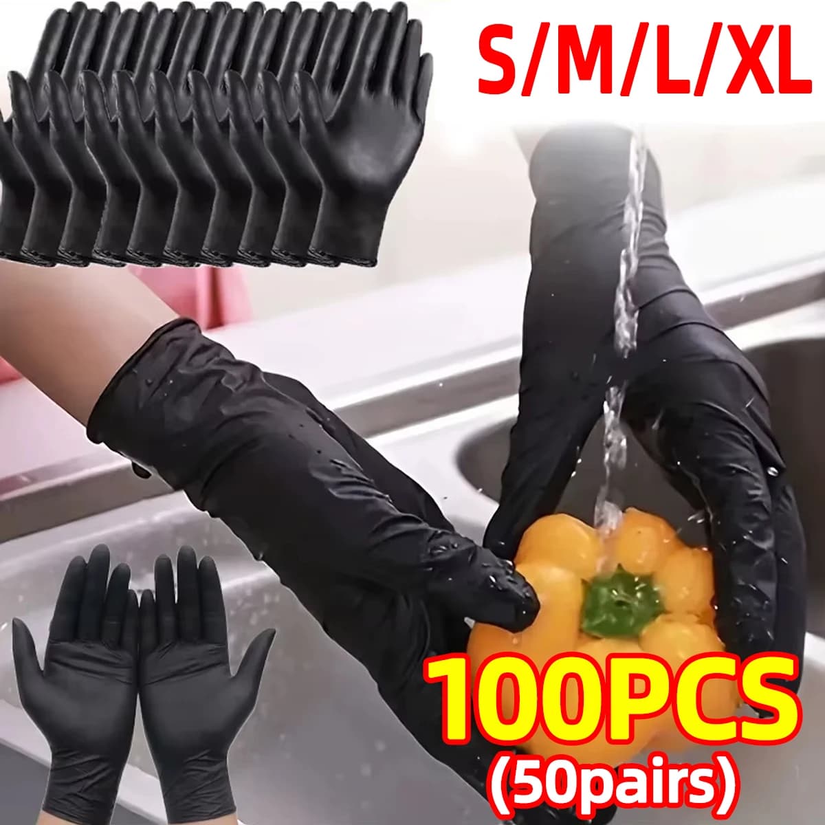 Guanti in nitrile monouso neri resistenti per la manutenzione dell'auto Guanti resistenti all'olio per lavori di tatuaggio antistatici senza lattice in PVC