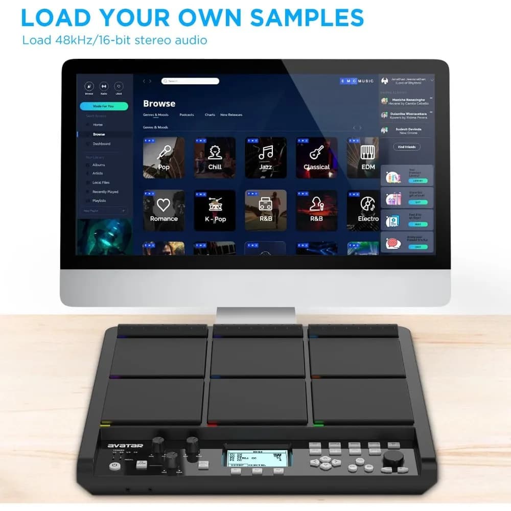 Pad per Batteria Elettronica Professionale con 1000 Suoni, 32GB di Memoria, Effetti Integrati e LED Personalizzabili per Performance dal Vivo