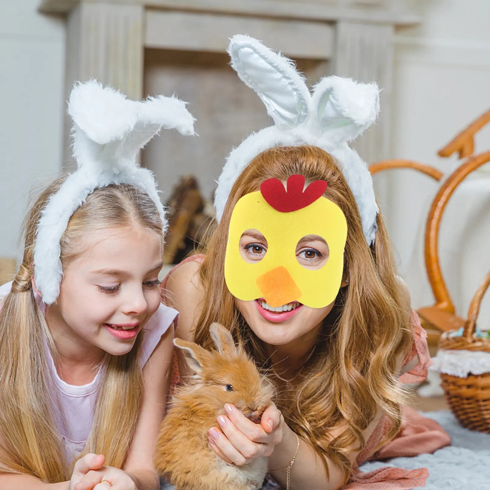 3Pcs Bunny Chicken Easter Felt Masks Masquerade Costume Face Mask Prop Cosplay Costume Mask Prop Easter