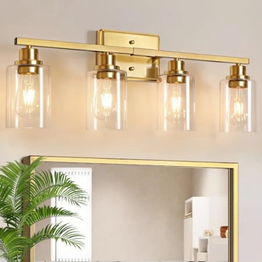 Lampade Moderne per Bagno, Applique da Parete Sopra Specchio con Vetro Trasparente per Soggiorno, Armadio, Camera da Letto, Portico, Stanza da Bagno